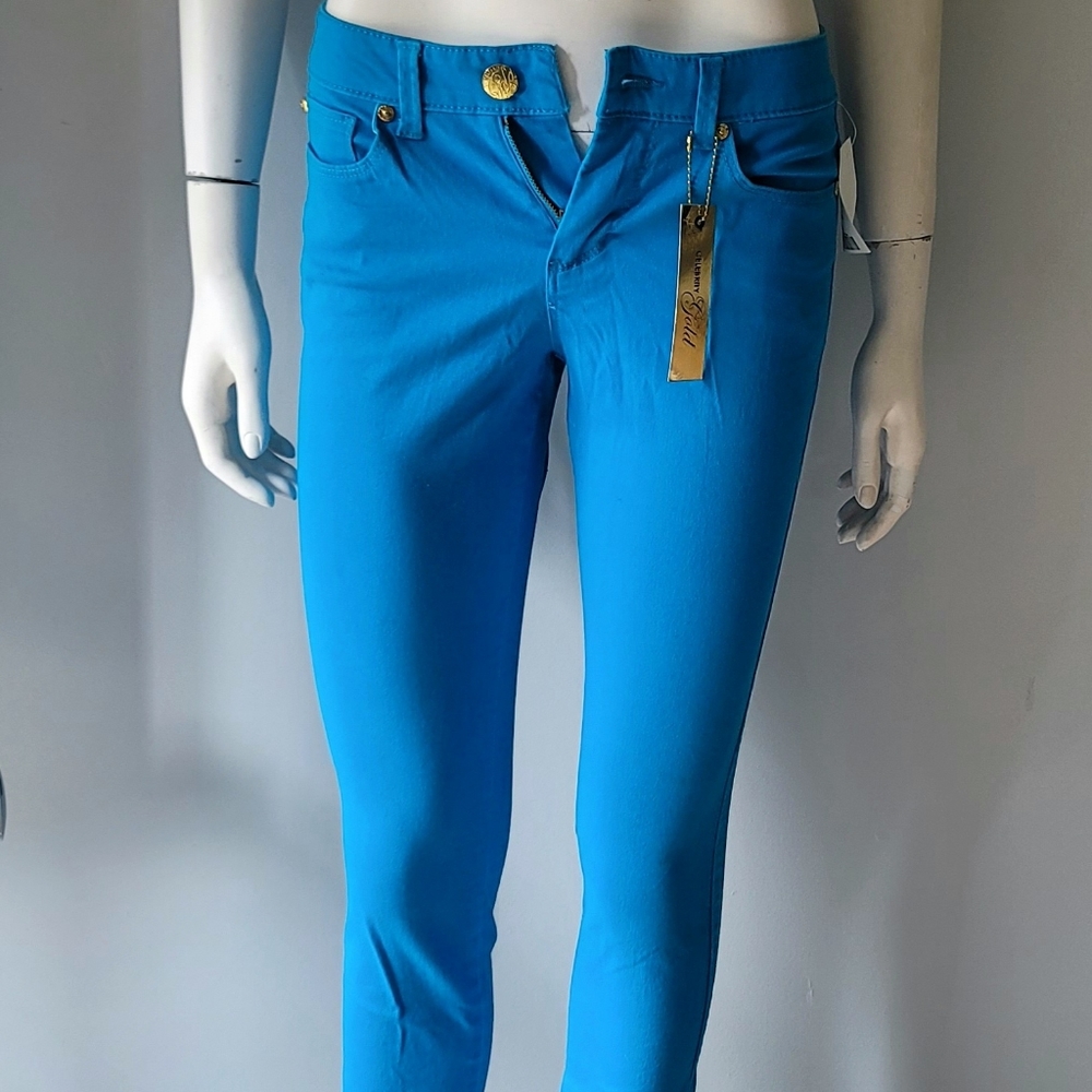 BRAND NEW! Celebrity Gold Skinny Jeans Sea Blue Size 2